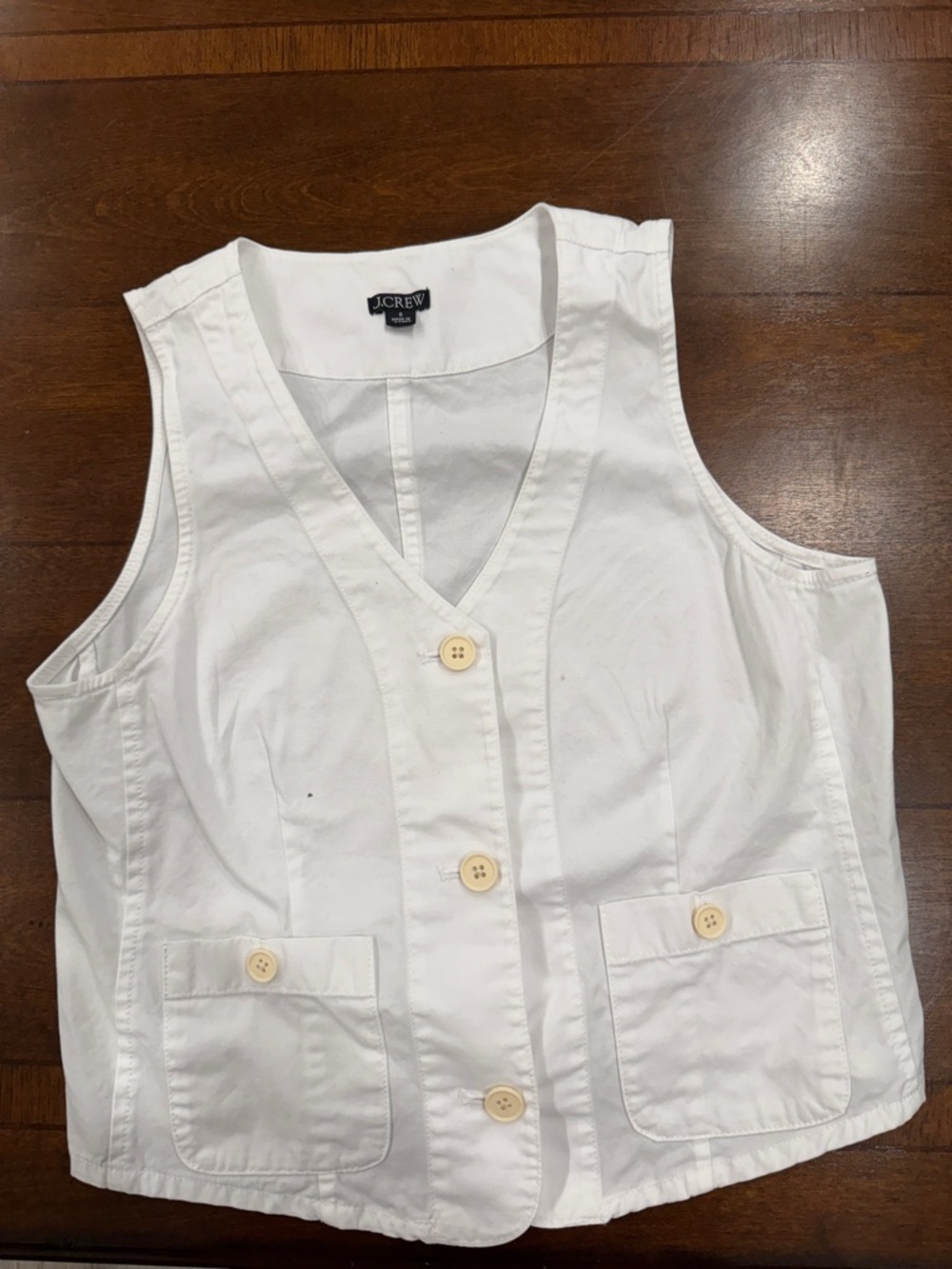 J. Crew White Cotton Button-Front Vest